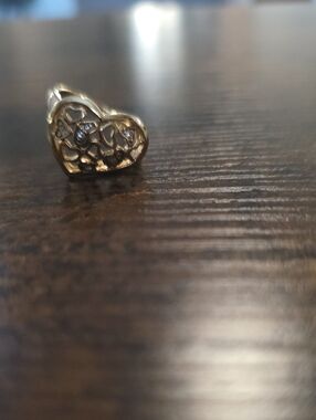 Delicate Gold Heart Stud RING with Crystal Accents - Women Jewelry
